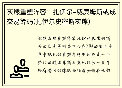 灰熊重塑阵容：扎伊尔-威廉姆斯或成交易筹码(扎伊尔史密斯灰熊)