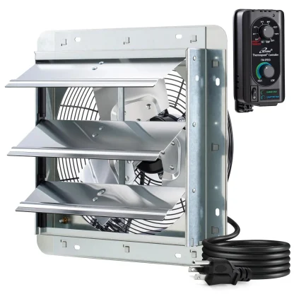 12-Inch Wall-Mounted Exhaust Fan With Thermostat, 960 CFM, 115V