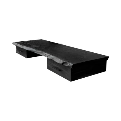 Aelric Live Edge Solid Wood Floating Desk With Drawers