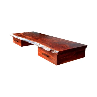 Aelric Live Edge Solid Wood Floating Desk With Drawers