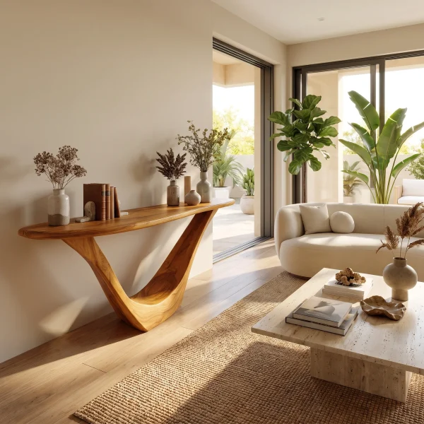 Aerovyn Sculpted Solid Wood Console Table