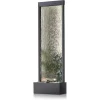 Alpine Corporation Wall-Mounted Mirror Waterfall Fountain With Stones And LED Lights, 24in L x 10in W x 72in H, Silver