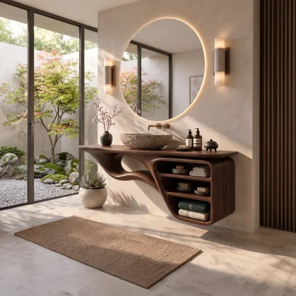 Artisan Floating Bathroom Vanity Flowing Shelves For Luxury Bathroom