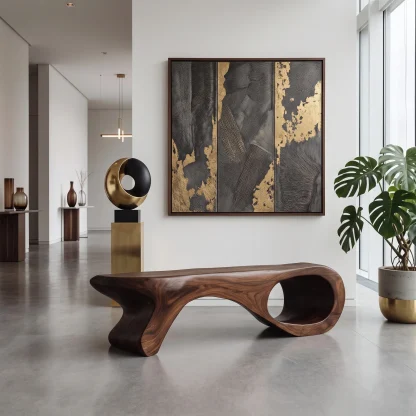 Artistic Sculptural Organic Bench For Entryway Decor