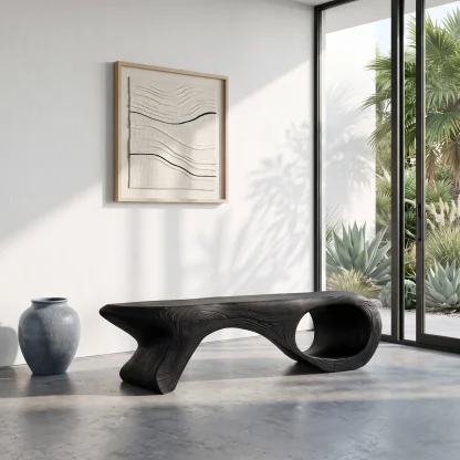 Artistic Sculptural Organic Bench For Entryway Decor