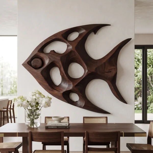 Artistic Sculptural Wall Art Fish-Inspired For Living Room