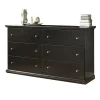 Ashley Furniture 6-Drawer Solid Wood Double Dresser, Matte Black - Maribel