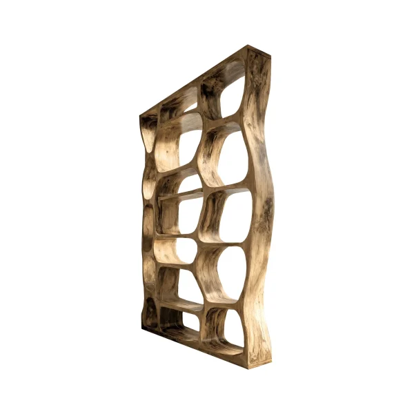 Auralis Sculpted Solid Wood Divider Bookshelf
