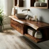 Aurelion Live Edge Solid Wood Floating Bathroom Vanity With Drawers SPA943999