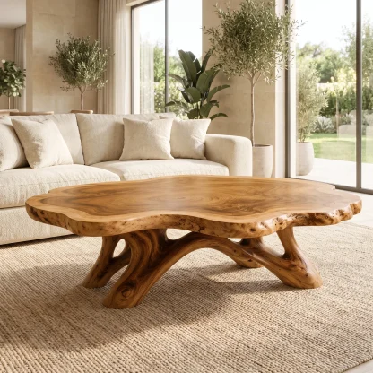 Aurevane Handcrafted Solid Wood Coffee Table