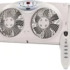 Bionaire Twin Window Fan With Reversible Airflow, 3 Speeds And Remote Control