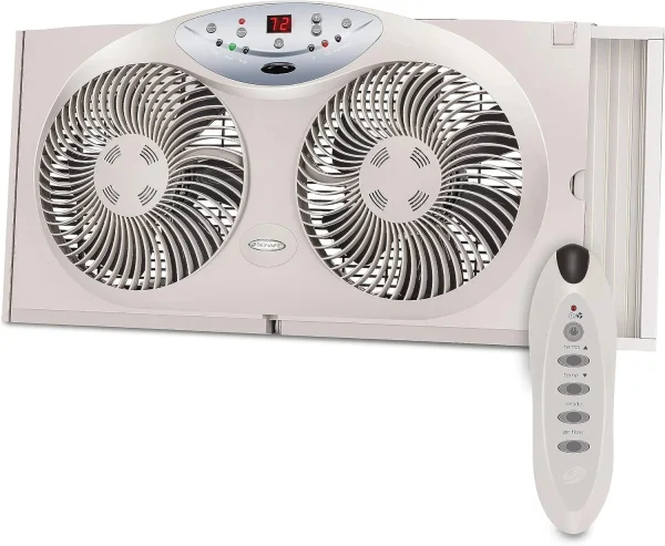 Bionaire Twin Window Fan With Reversible Airflow, 3 Speeds And Remote Control