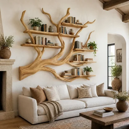 Briarcanopy Handcrafted Solid Wood Floating Tree Bookshelf