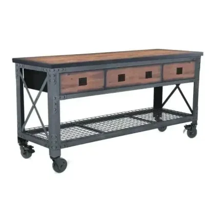 Building Products 72 in 3-Drawer Rolling Industrial Workbench With Wood Top