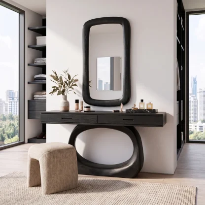 Calm Makeup Vanity Desk Bedroom Vanity Oval Pedestal Base For Dressing Room