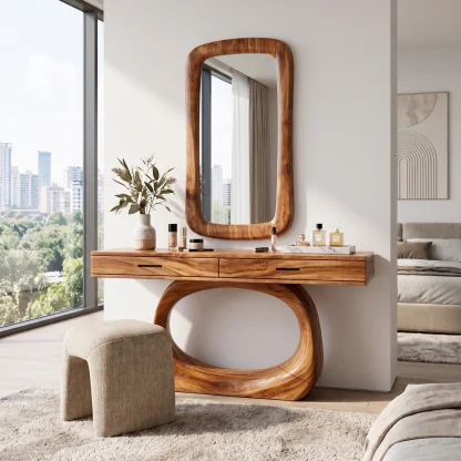 Calm Makeup Vanity Desk Bedroom Vanity Oval Pedestal Base For Dressing Room