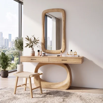 Calm Makeup Vanity Desk Bedroom Vanity Oval Pedestal Base For Dressing Room