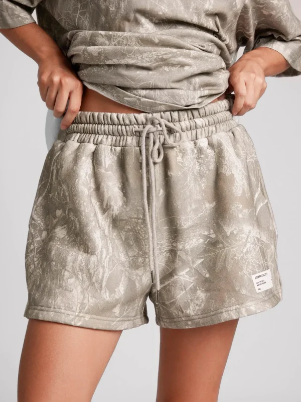 Camouflage Print Lounge Shorts - White Oak