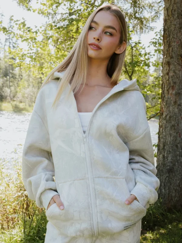 Camouflage Zip Hoodie - Rosewood