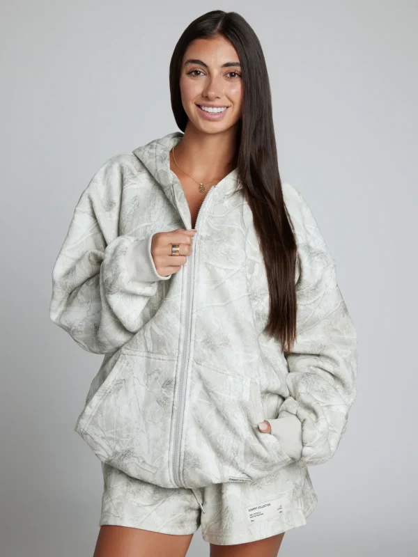 Camouflage Zip Hoodie - Rosewood