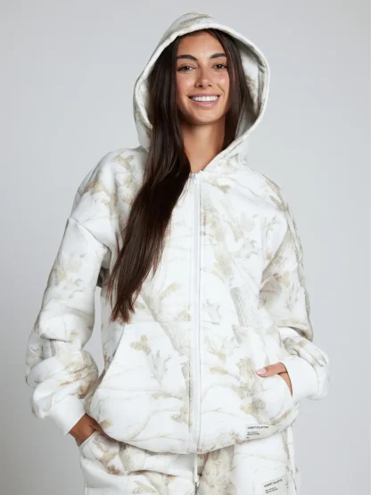 Camouflage Zip Hoodie - Rosewood