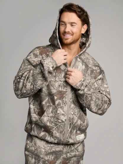 Camouflage Zip Hoodie - Rosewood