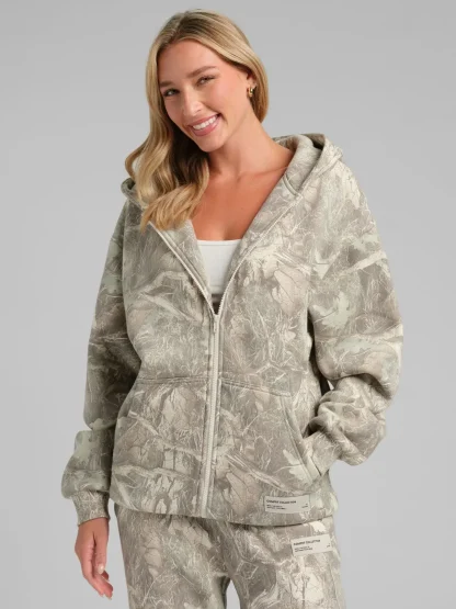 Camouflage Zip Hoodie - Rosewood