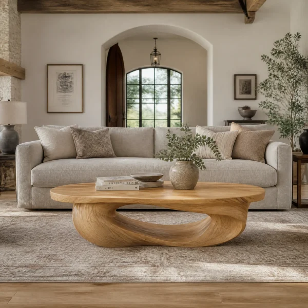 Cevorin Sculpted Solid Wood Coffee Table