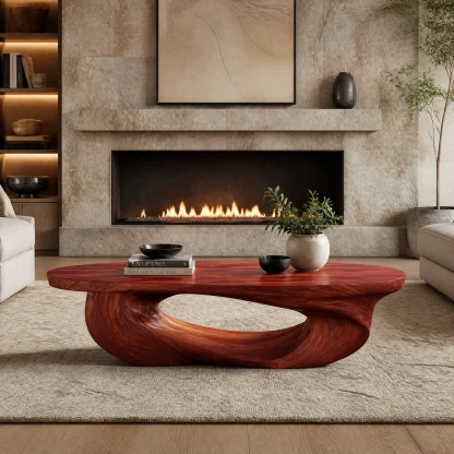 Cevorin Sculpted Solid Wood Coffee Table