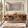 Coastal Modern Floating Bathroom Vanity Wave Cabinet For Minimalist Bathroom