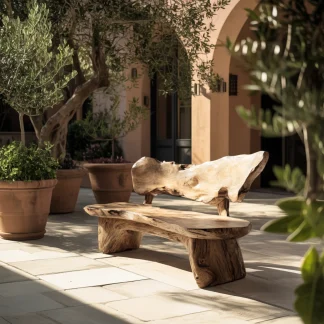 Coastline Drift Handcrafted Solid Wood Outdoor Bench