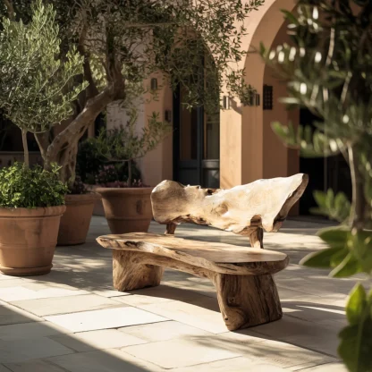 Coastline Drift Handcrafted Solid Wood Outdoor Bench