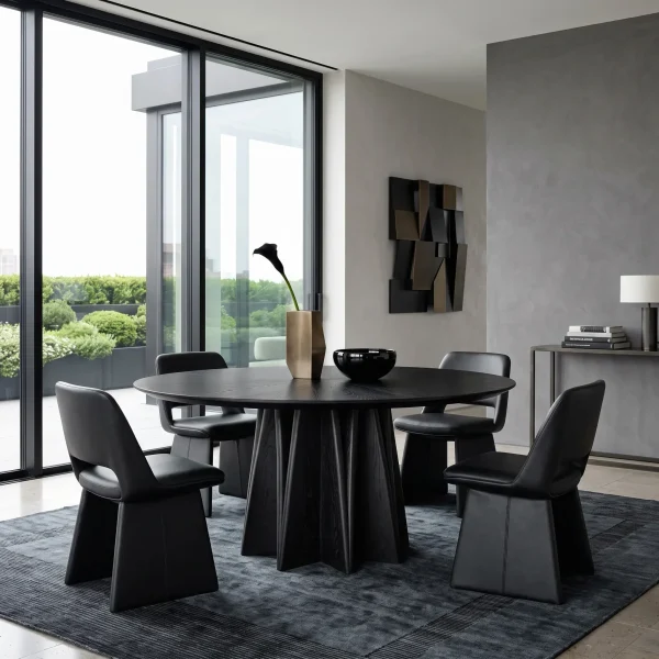 Contemporary Architectural Base Round Dining Table For Dining Room