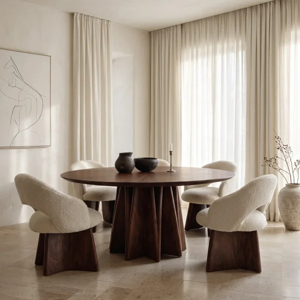 Contemporary Architectural Base Round Dining Table For Dining Room