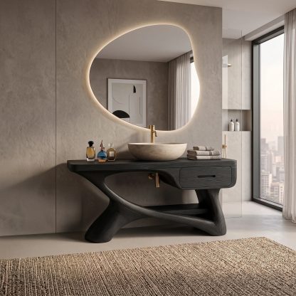 Contemporary Bathroom Vanity Flowing Frame With Drawer For Luxury Ensuite