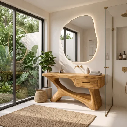Contemporary Bathroom Vanity Flowing Frame With Drawer For Luxury Ensuite