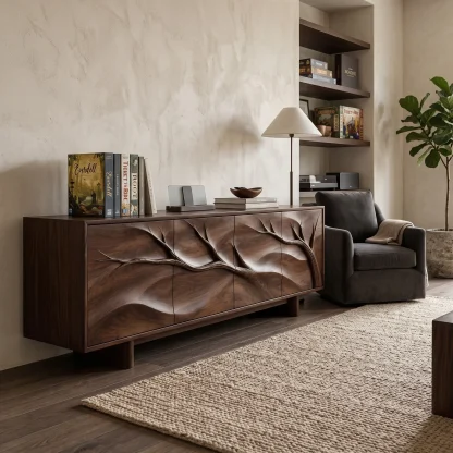 Contemporary Branch Carved Sideboard For Dining Room