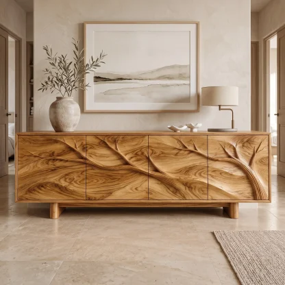 Contemporary Branch Carved Sideboard For Dining Room