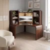 Contemporary Computer Desk With Corner Bookcase For Workspace