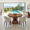 Contemporary Faceted Base Round Dining Table For Dining Room