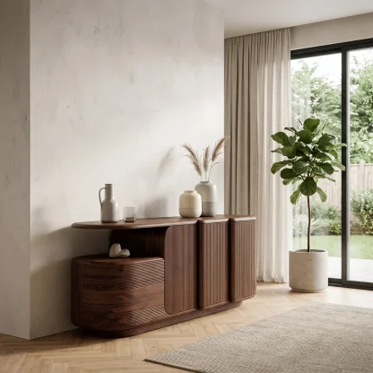 Contemporary Fluted Storage Sideboard For Entryway