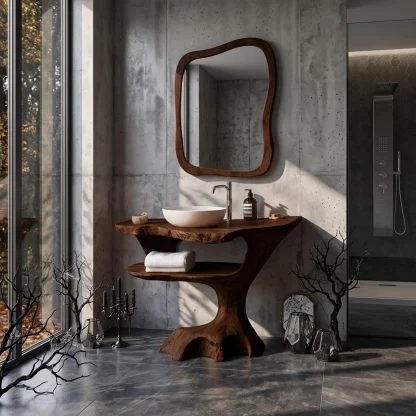 Contemporary Halloween Single Bathroom Vanity With Sculptural Branch Support For Bathroom