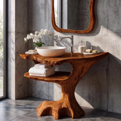 Contemporary Halloween Single Bathroom Vanity With Sculptural Branch Support For Bathroom