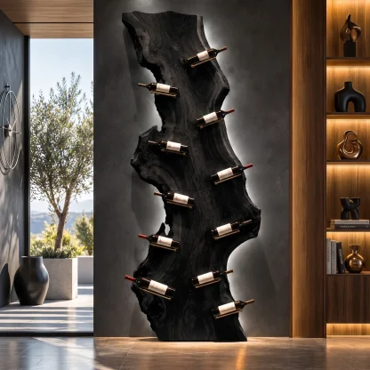 Contemporary Live Edge Wine Rack For Wine Cellar