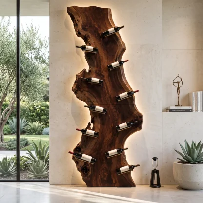 Contemporary Live Edge Wine Rack For Wine Cellar