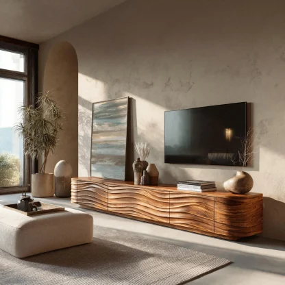 Contemporary Low Wood TV Stand For Media Room