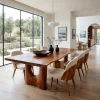Contemporary Natural Wood Dining Table Cutout Base For Dining Room