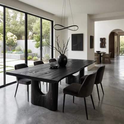 Contemporary Natural Wood Dining Table Cutout Base For Dining Room