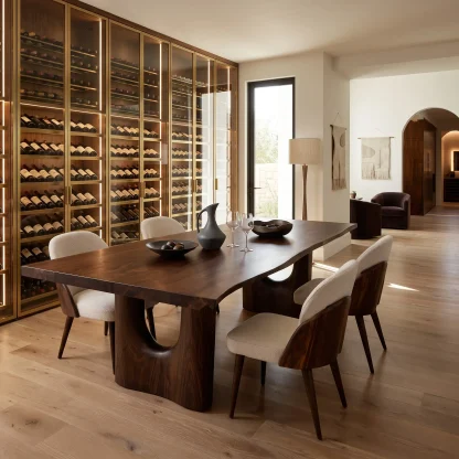 Contemporary Natural Wood Dining Table Cutout Base For Dining Room