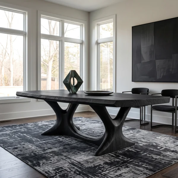 Contemporary Natural Wood Dining Table Organic Base For Dining Room